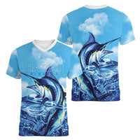 Hawaii Blue Marlin Fishing Women V-Neck T-Shirt