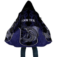 Personalised New Zealand Aotearoa Cloak Blue Marlin Fishing Maori Pattern LT05 Unisex Black - Polynesian Pride