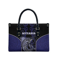 New Zealand Aotearoa Leather Bag Blue Marlin Fishing Maori Pattern