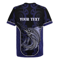 Personalised New Zealand Aotearoa Rugby Jersey Blue Marlin Fishing Maori Pattern LT05 - Polynesian Pride