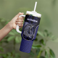 Personalised New Zealand Aotearoa Tumbler With Handle Blue Marlin Fishing Maori Pattern LT05 - Polynesian Pride
