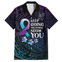 Polynesia Suicide Prevention Awareness Family Matching Tank Maxi Dress and Hawaiian Shirt Keep Going The World Needs You LT05 Dad's Shirt - Short Sleeve Purple - Polynesian Pride
