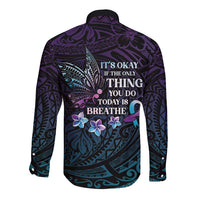 Polynesia Suicide Prevention Awareness Long Sleeve Button Shirt Keep Going The World Needs You