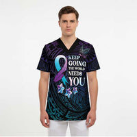 Polynesia Suicide Prevention Awareness Scrub Top Keep Going The World Needs You - Polynesian Pride