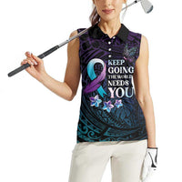 Polynesia Suicide Prevention Awareness Women Sleeveless Polo Shirt Keep Going The World Needs You