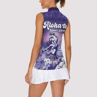 Aloha Hawaii Kauai Island Women Sleeveless Polo Shirt Hula Till You Drop
