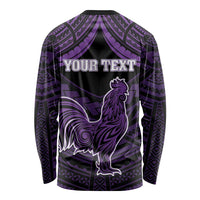 Personalised Hawaii Kauai Island Long Sleeve Shirt Rooster Tribal Tattoo Simple Style LT05 - Polynesian Pride