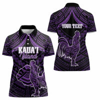 Personalised Hawaii Kauai Island Women Polo Shirt Rooster Tribal Tattoo Simple Style