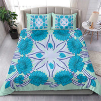 Cook Islands Tivaevae Quilt Bedding Set Aqua - Polynesian Pride