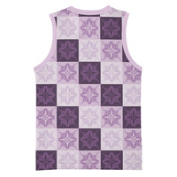 Lavender Manta Ray Hawaiian Quilt Motif Basketball Jersey