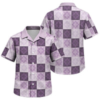 Lavender Manta Ray Hawaiian Quilt Motif Family Matching Short Sleeve Bodycon Dress and Hawaiian Shirt