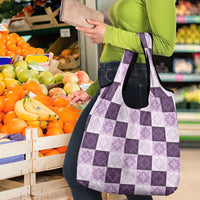 Lavender Manta Ray Hawaiian Quilt Motif Grocery Bag