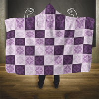 Lavender Manta Ray Hawaiian Quilt Motif Hooded Blanket
