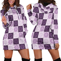 Lavender Manta Ray Hawaiian Quilt Motif Hoodie Dress