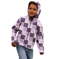 Lavender Manta Ray Hawaiian Quilt Motif Kid Hoodie