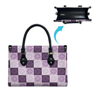 Lavender Manta Ray Hawaiian Quilt Motif Leather Bag