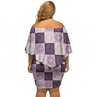 Lavender Manta Ray Hawaiian Quilt Motif Off Shoulder Short Dress