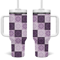 Lavender Manta Ray Hawaiian Quilt Motif Tumbler With Handle