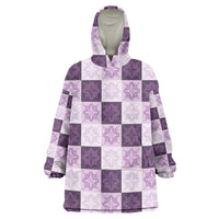 Lavender Manta Ray Hawaiian Quilt Motif Wearable Blanket Hoodie