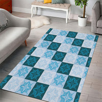 Cyan Manta Ray Hawaiian Quilt Motif Area Rug