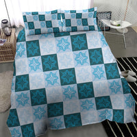 Cyan Manta Ray Hawaiian Quilt Motif Bedding Set