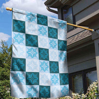 Cyan Manta Ray Hawaiian Quilt Motif Garden Flag