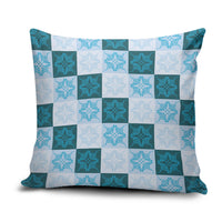 Cyan Manta Ray Hawaiian Quilt Motif Pillow Cover