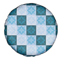 Cyan Manta Ray Hawaiian Quilt Motif Spare Tire Cover
