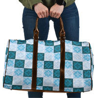 Cyan Manta Ray Hawaiian Quilt Motif Travel Bag
