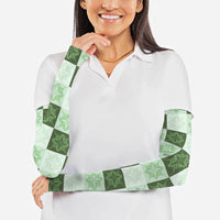 Sage Green Manta Ray Hawaiian Quilt Motif Arm Sleeves