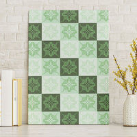 Sage Green Manta Ray Hawaiian Quilt Motif Canvas Wall Art