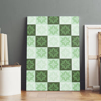 Sage Green Manta Ray Hawaiian Quilt Motif Canvas Wall Art