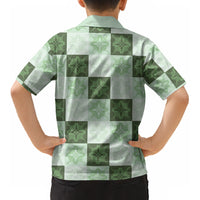 Sage Green Manta Ray Hawaiian Quilt Motif Kid Hawaiian Shirt