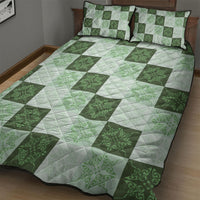 Sage Green Manta Ray Hawaiian Quilt Motif Quilt Bed Set