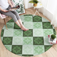 Sage Green Manta Ray Hawaiian Quilt Motif Round Carpet