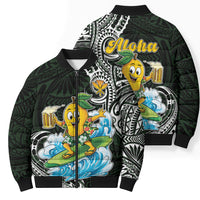 Aloha Hawaii Mango Surfing Bomber Puffer Jacket Polynesian Style