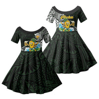 Aloha Hawaii Mango Surfing Family Matching Summer Maxi Dress and Hawaiian Shirt Polynesian Style