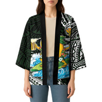 Aloha Hawaii Mango Surfing Kimono Polynesian Style