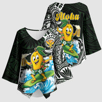 Aloha Hawaii Mango Surfing Kimono Sleeve Blouse Polynesian Style