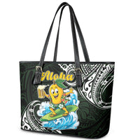 Aloha Hawaii Mango Surfing Leather Tote Bag Polynesian Style