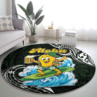 Aloha Hawaii Mango Surfing Round Carpet Polynesian Style