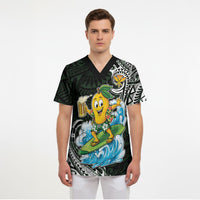 Aloha Hawaii Mango Surfing Scrub Top Polynesian Style