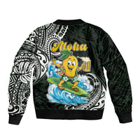Aloha Hawaii Mango Surfing Sleeve Zip Bomber Jacket Polynesian Style