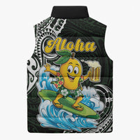 Aloha Hawaii Mango Surfing Sleeveless Puffer Jacket Polynesian Style