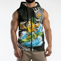 Aloha Hawaii Mango Surfing Sleeveless Zip Hoodie Polynesian Style