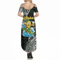 Aloha Hawaii Mango Surfing Summer Maxi Dress Polynesian Style