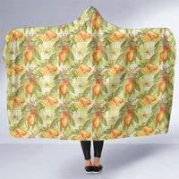 Vintage Hawaii Mango Hooded Blanket Yellow Green Hawaiian Palaka