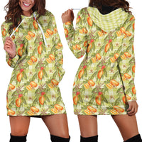 Vintage Hawaii Mango Hoodie Dress Yellow Green Hawaiian Palaka
