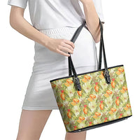 Vintage Hawaii Mango Leather Tote Bag Yellow Green Hawaiian Palaka