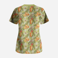 Vintage Hawaii Mango Scrub Top Yellow Green Hawaiian Palaka